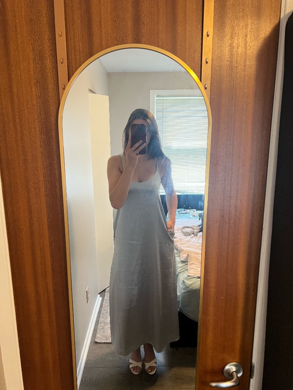 Lululemon Blue Spaghetti Strap Maxi Dress With Leg Slit